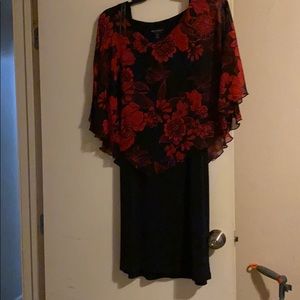 Red and black Caped Dress